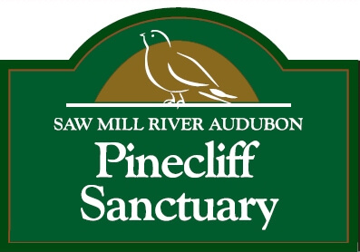 Entrance sign for Pinecliff Sanctuary at the end of Pinecliff Road in the Town of New Castle.