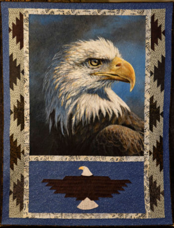 2023 Bird Quilt, "Eagle Perch," was created by SMRA Board Member Jean Sparacin. Click on above image for a very detailed view of the quilt. Also view quilt close-up images below.